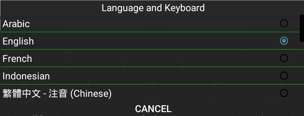 Language dialog with list item divider color