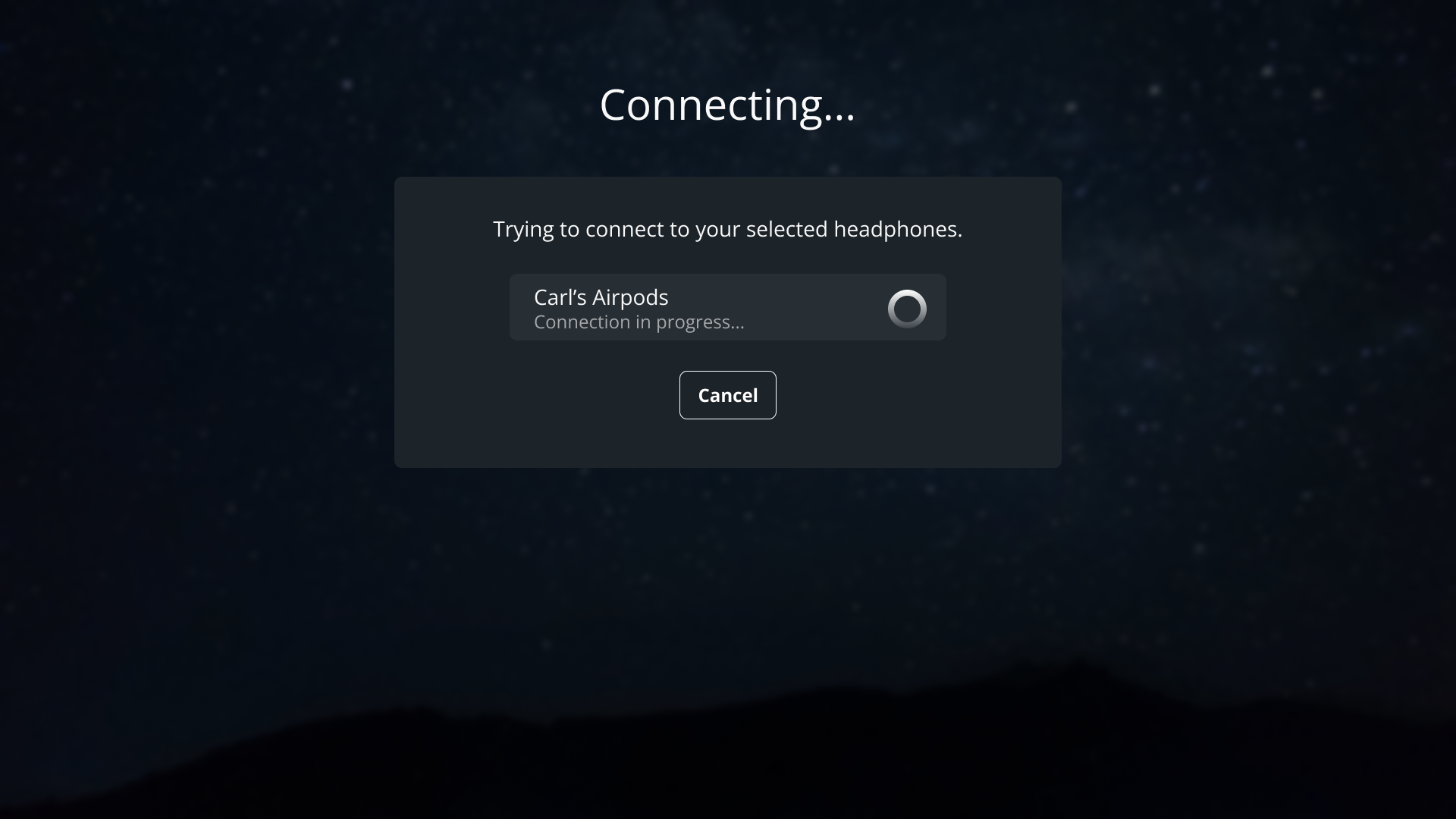 Interactive displaying device connection in progress