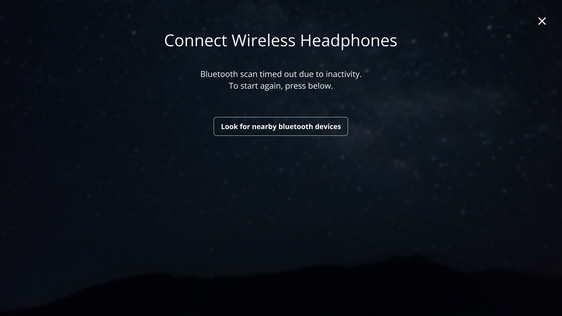 Interactive displaying device scanning timed out